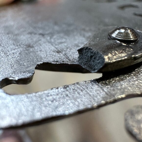 1pc Vintage filigree buckle faux turquoise accents. Gunmetal finish. 5 x 2.75 - Picture 7 of 11